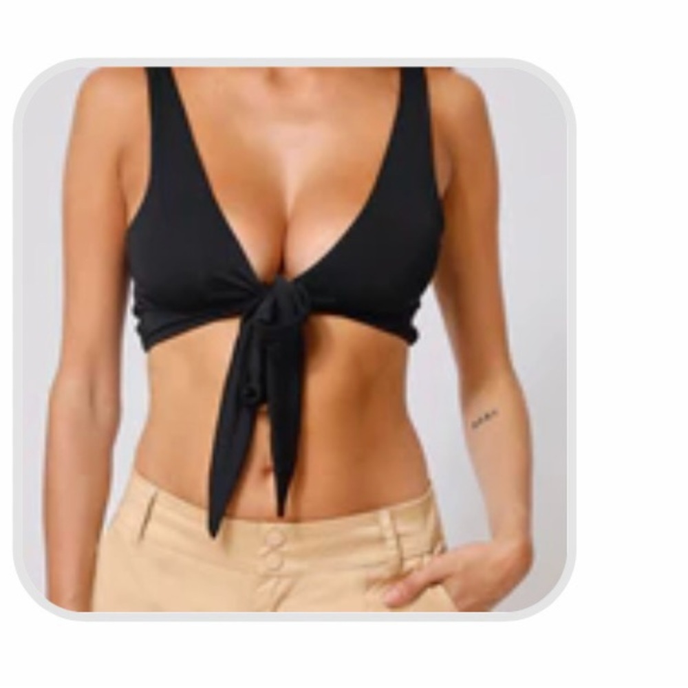 Tiger Mist Black Tie-Front Tank Top